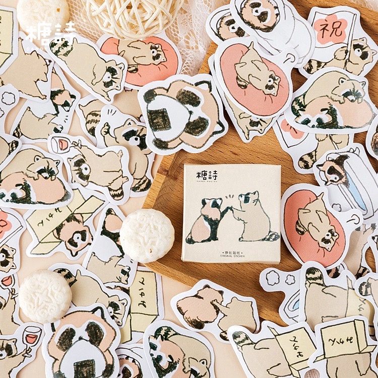 

45 pcs Sticker Box Deco Raccon Animal Aesthetic Lucu Scrapbook Bujo Jurnal DIY