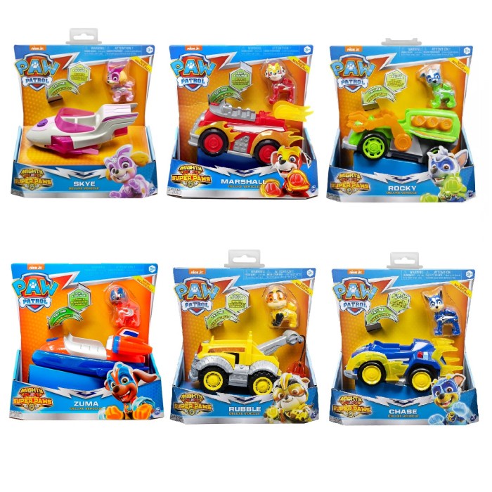 PAW PATROL Mighty Pups Super Paws Action Figure Deluxe Vehicle Sounds