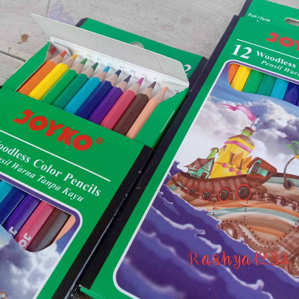 Joyko Pensil Warna Panjang Set 12 Warna Tanpa Kayu Murah-7
