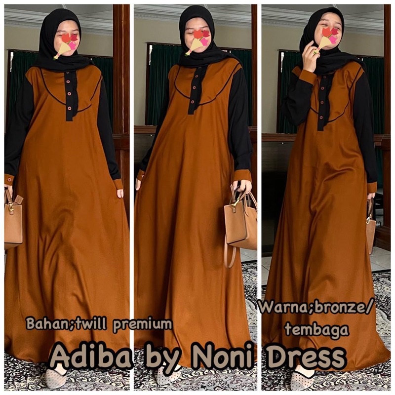 Daster Arab Noni ADIBA Maxi Dress Long Dress Gamis Premium Twill