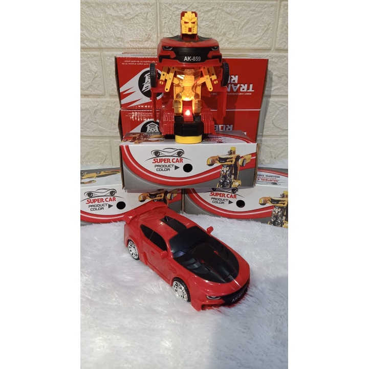 mainan anak mobil bisa jadi robot Transformen Bumbleble Music Lampu