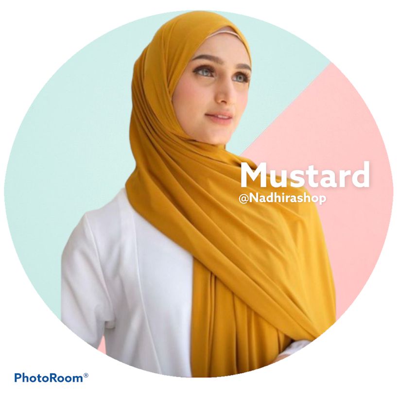 pashmina instan jersey premium size 180x75-PJ instan Mustard