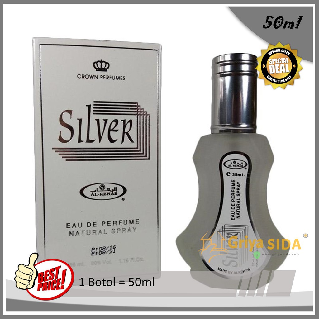 Parfum silver 35ml original silver minyak wangi alrehab spray aroma silver PROMO!