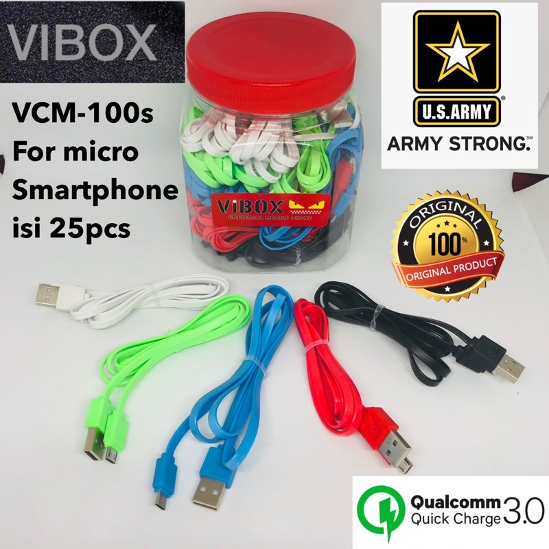 GROSIR PERTOPLES ISI 25PCS KABEL DATA VIBOX MICRO VCM100s FAST CHARGING FOR SMARTPHONE VCM-100s