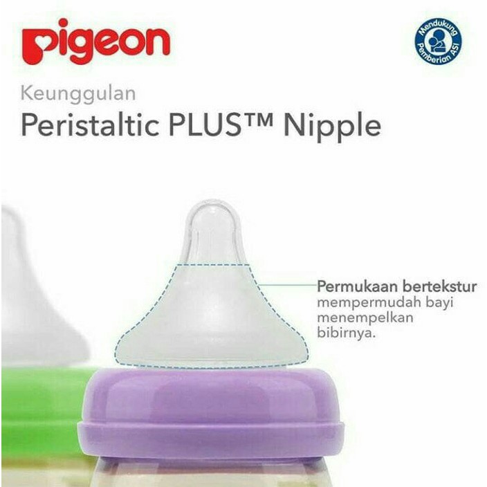 Botol Susu Pigeon Wide Neck  240ml WideNeck Nipple Size M Slimneck Peristaltic  240ml