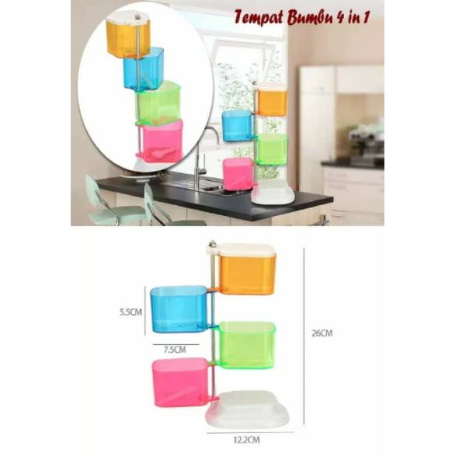 TEMPAT BUMBU SUSUN 4 WARNA WARNI / SEASONING JAR