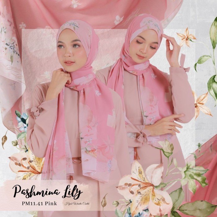 

Hijabwanitacantik - Pashmina Lily Series | Hijab Pashmina Printing - Pink