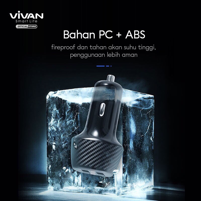 VIVAN CC02Q Car Charger Colokan Mobil 2 Ports USB-A 30W 3A QC3.0 Fast Charging Garansi 1 Tahun