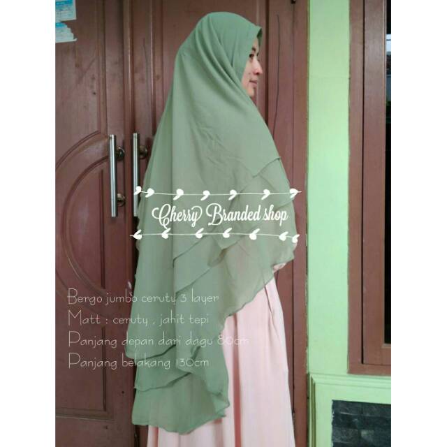 Jilbab kerudung bergo Khimar panjang jumbo ceruty 3 layer