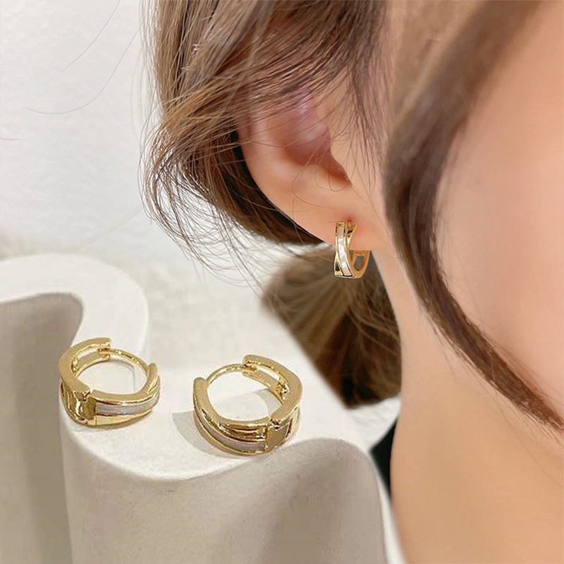 Anting Bentuk Geometris Silang Gaya Retro Perancis Untuk Wanita