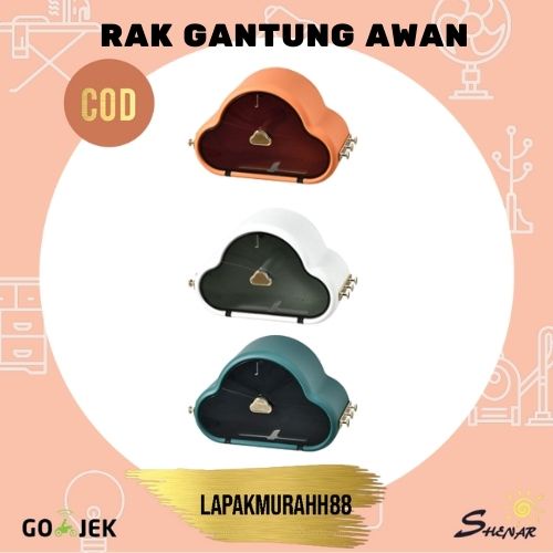 SHENAR - RAK DINDING MOTIF AWAN SERBAGUNA / TAMPAT TISUE DAN KOSMETIK GANTUNG