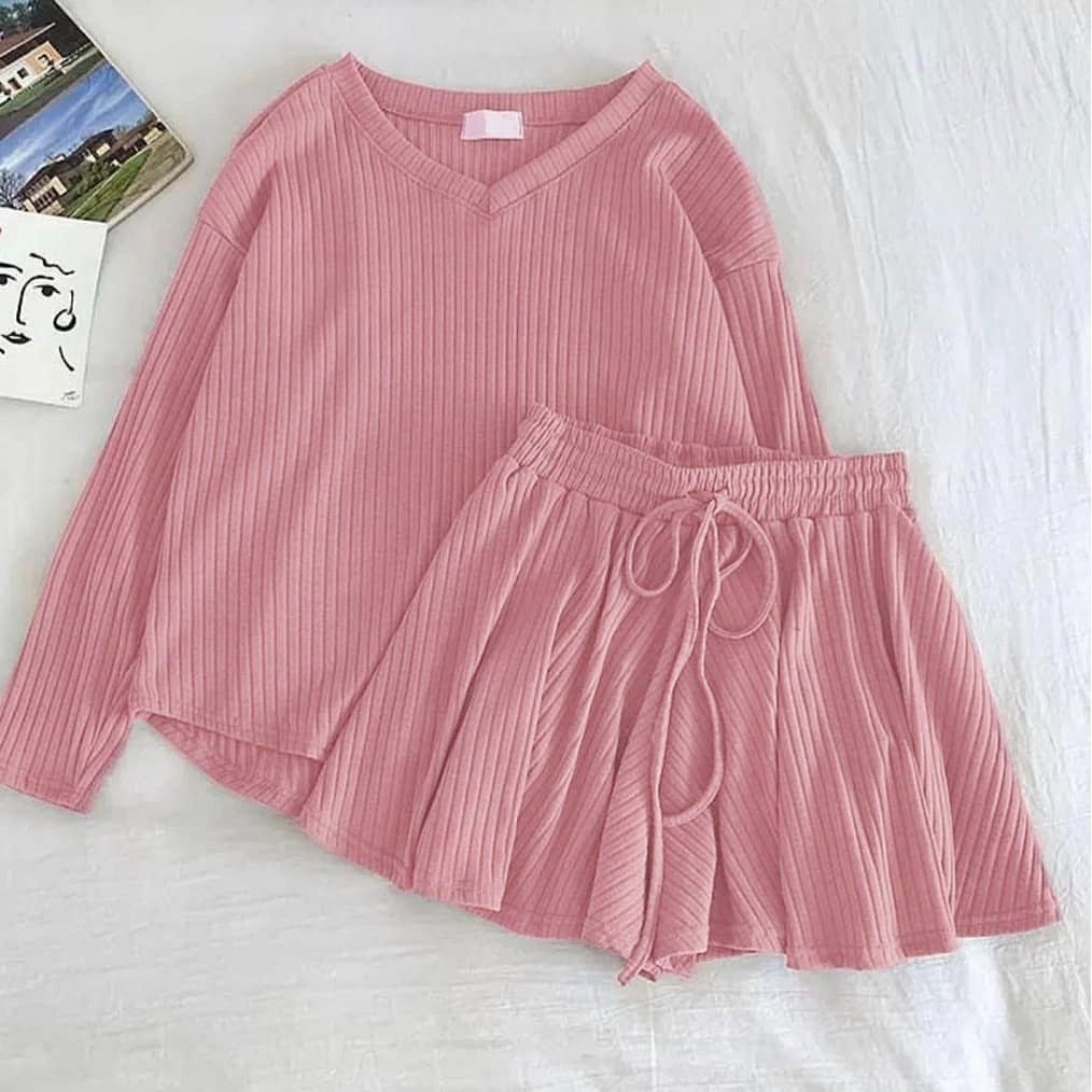 Sonya set knit atasan wanita celana pendek