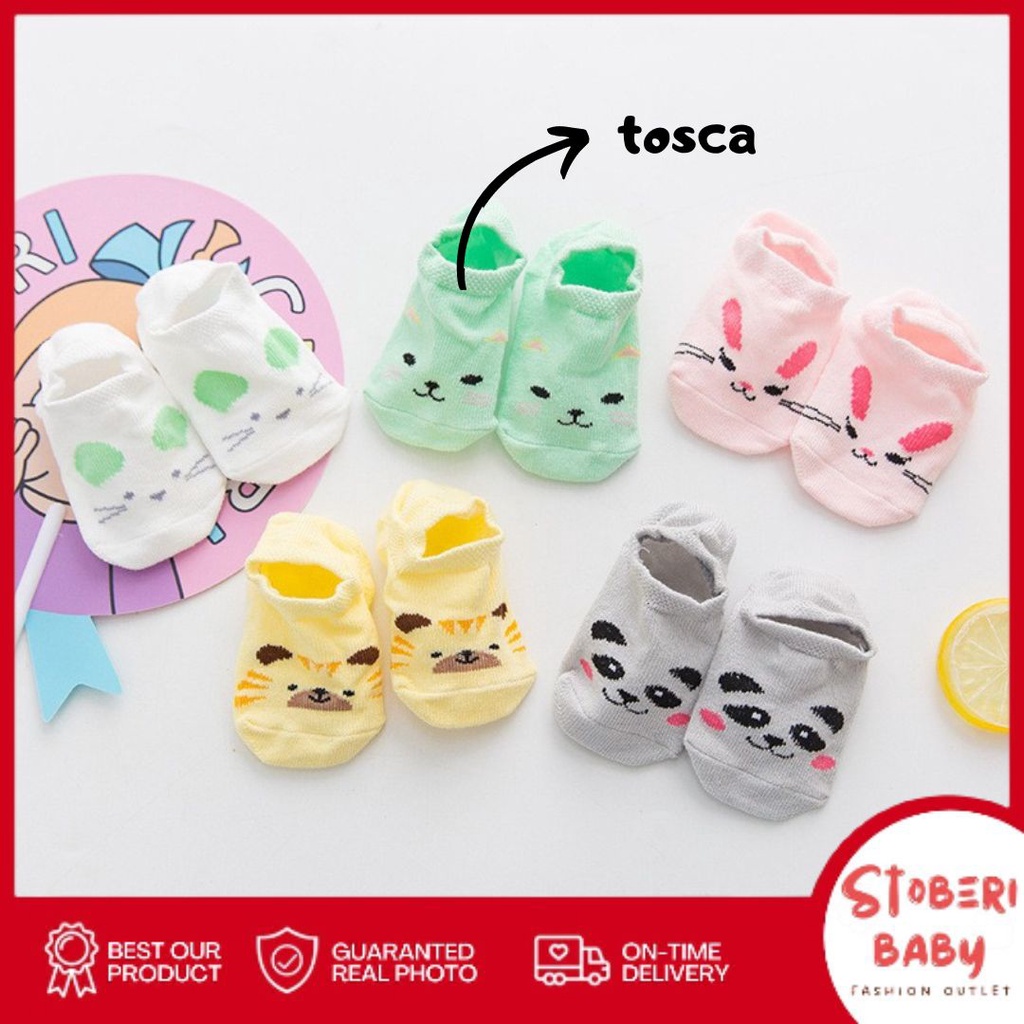 PUNCAK 3.3 stoberi baby - ANIMAL LAND Kaos Kaki Bayi Anak Laki Laki Perempuan Import Bahan Berkualitas newborn - 24 Bu