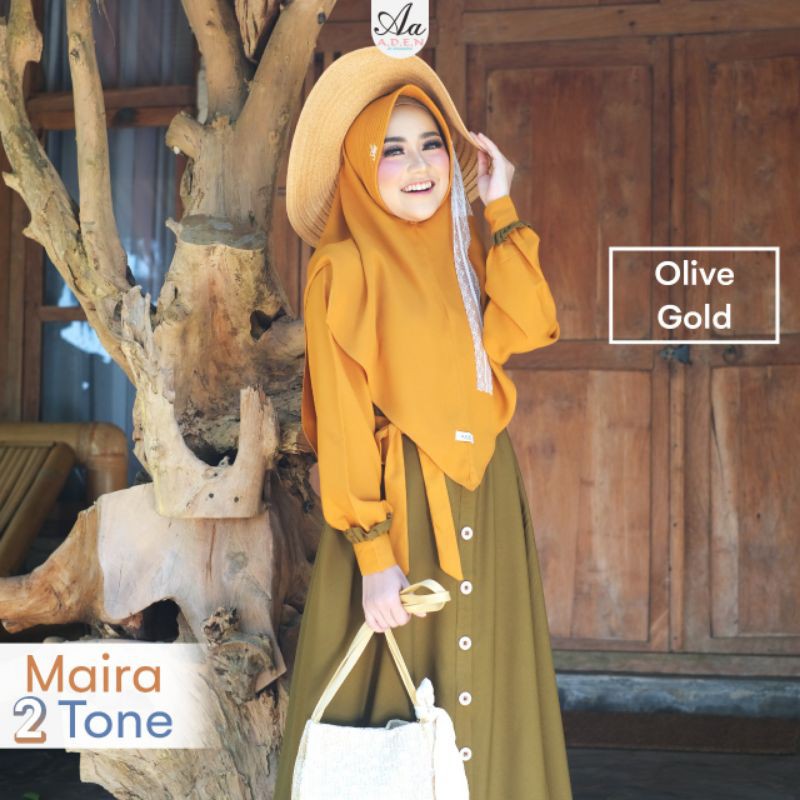 GAMIS SYARI MAIRA 2 TONE By Aden free masker