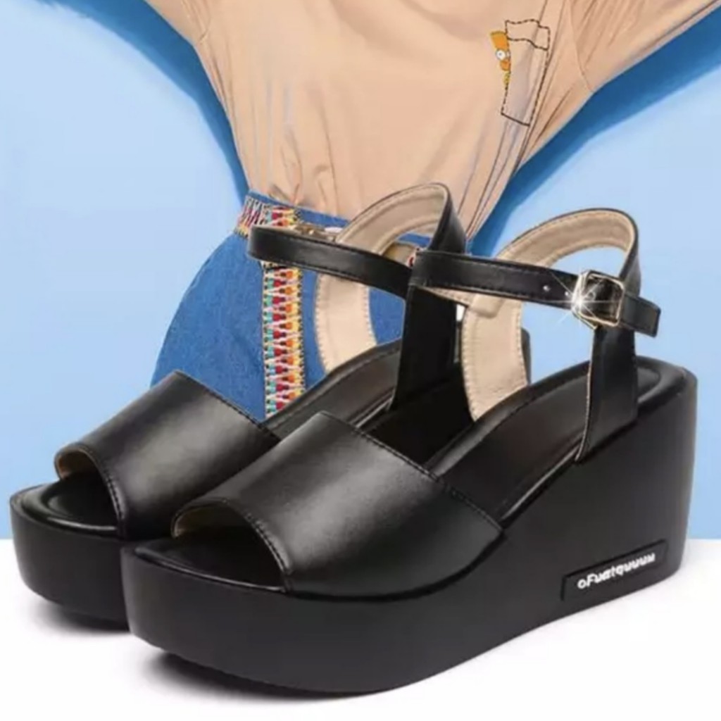 LUTTON - Sandal wedges wanita tali terlaris 2022 - SANDAL WANITA LET