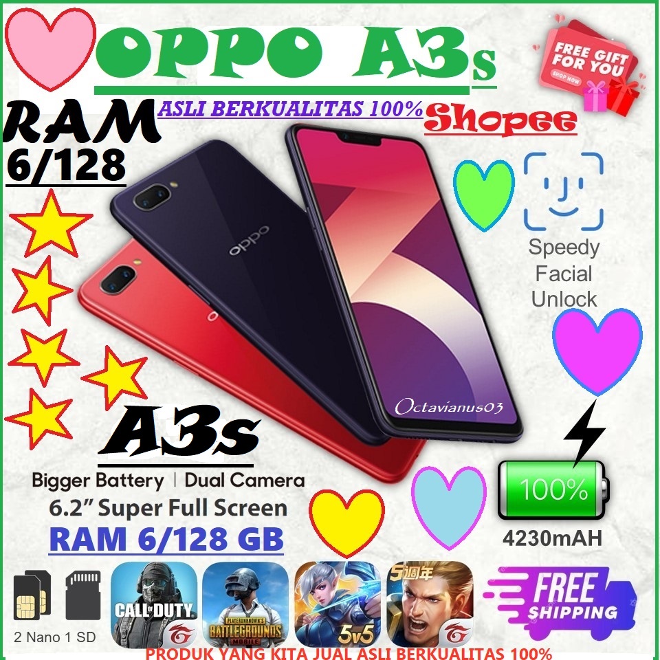 OPPO A3s ORI RAM 6/128GB &amp; 4/64GB BARU FULLSET SEGEL GARANSI 1TAHUN ASLI BERKUALITAS 100%