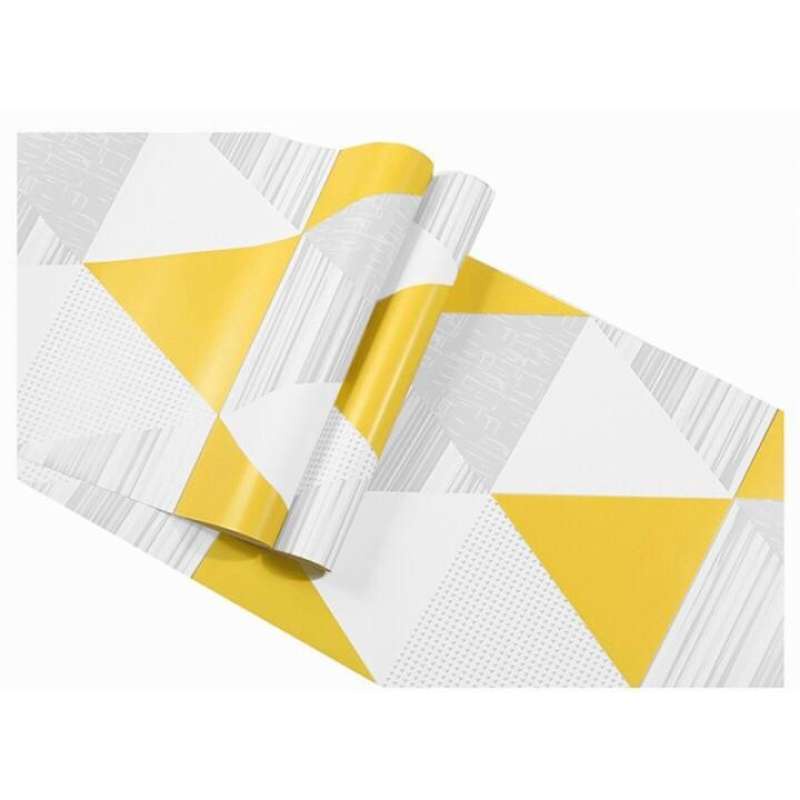 Gudang Wallpaper Stiker Dinding / Walpaper dinding Kamar Tidur Elegan Promo Murah Segitiga Kuning Bahan PVC Premium Anti Air