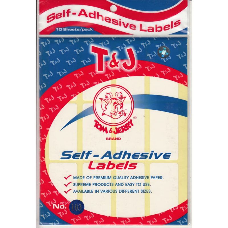 Label 103 T&amp;J dan A B C/ Labels Undangan Tom &amp; Jerry dan A B C No. 103