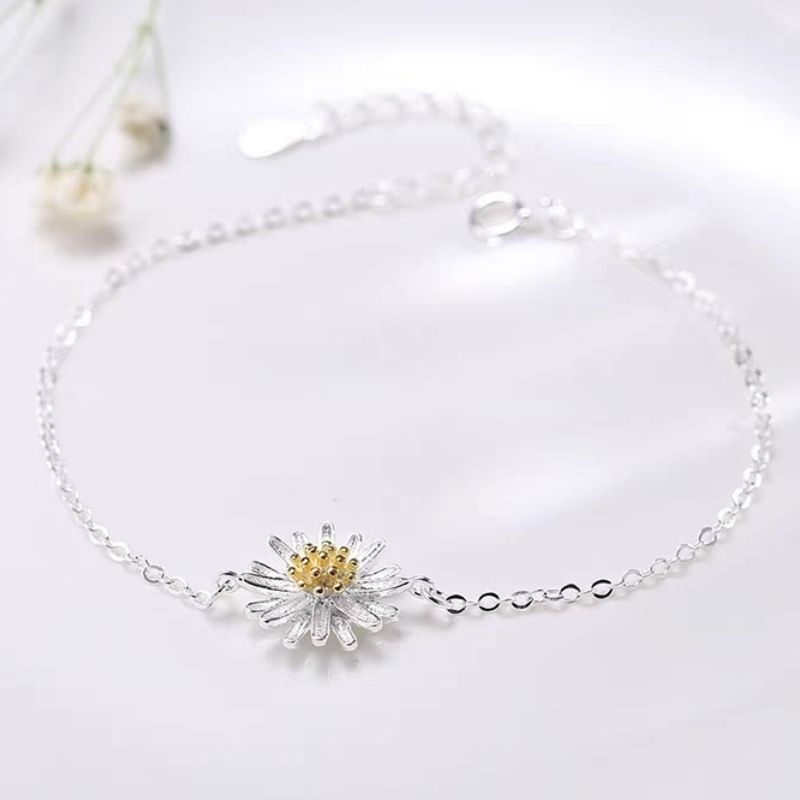 Set Perhiasan Kalung Anting Cincin Gelang Model Terbuka Dapat Disesuaikan Dengan Liontin Bunga Aster Untuk Wanita