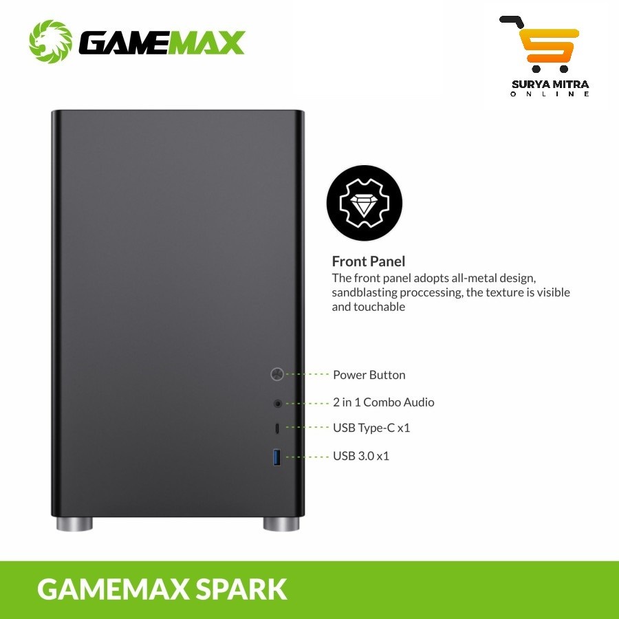 GameMax Spark Black M-ATX Desktop Gaming Computer Case