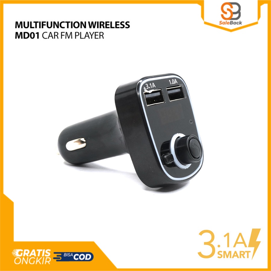 Car Modulator FM Player Multifunction Wireless 3.1A 2USB Charger MD01
