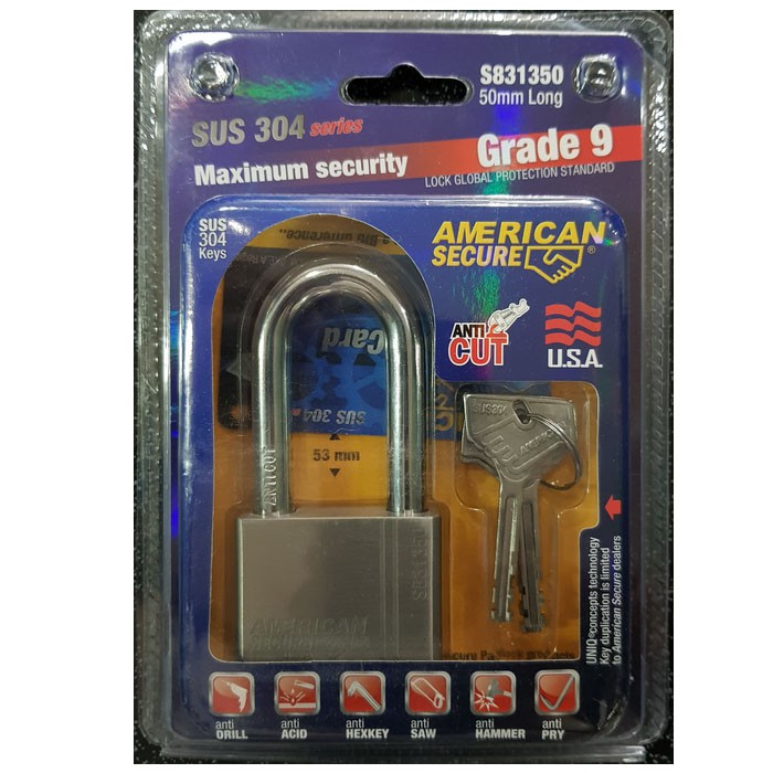 TERMURAH - GEMBOK 50 MM PANJANG AMERICAN SECURE ANTI MALING 50MM LONG