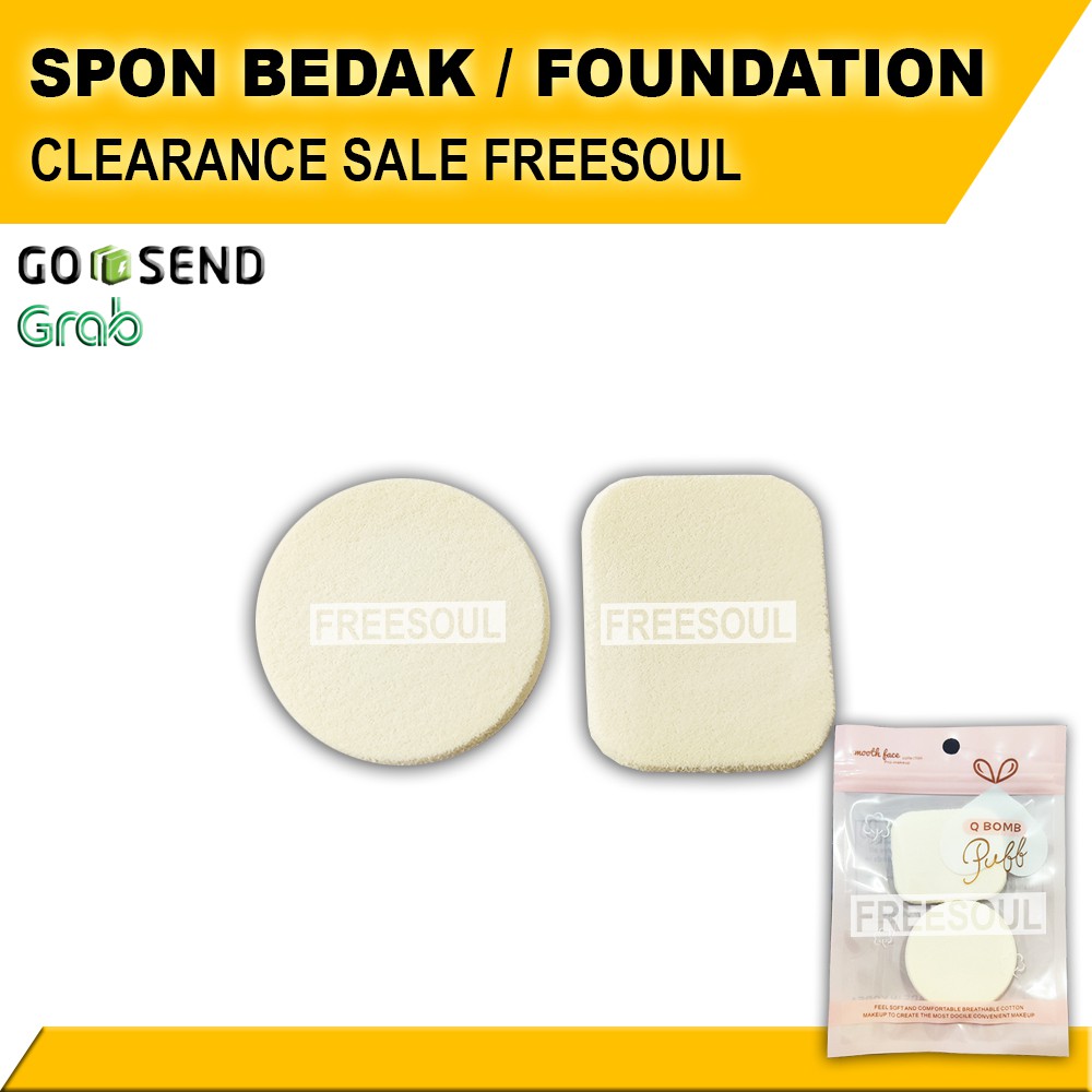 Spon Bedak Muka - Spons Kotak Bulat isi 2 untuk Make Up
