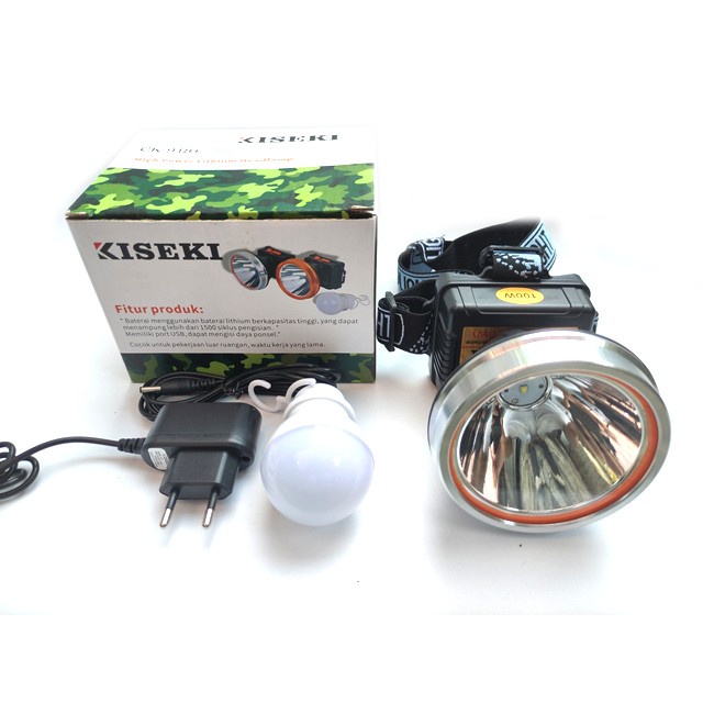 Senter Kepala Kiseki CK-918+ 100W - Headlamp Outdoor 100 Watt Kiseki CK 918 / Senter Kepala LED Headlamp Kiseki CK918 100 WATT - Senter Outdoor | FMS