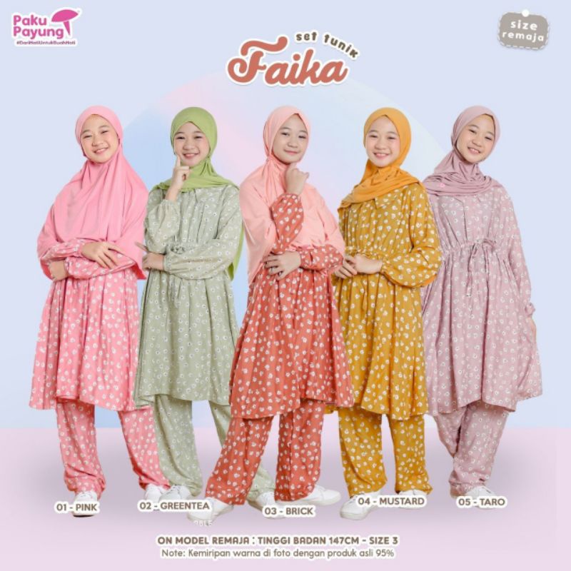 Baju Gamis Murah Pakaian Muslim Anak Perempuan Tanggung Faika Paku Payung