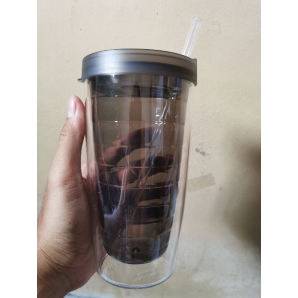 Chielo Twister Tumbler Cup with Straw Mug Gelas Air Sedotan Aesthetic Unik Plastik Transparan Bening-Hitam