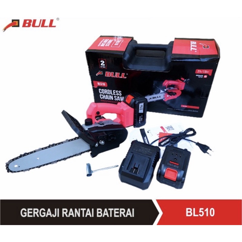 Bull mesin BL 510 Gergaji Rantai Baterai Cordless Chainsaw 10" BL510
