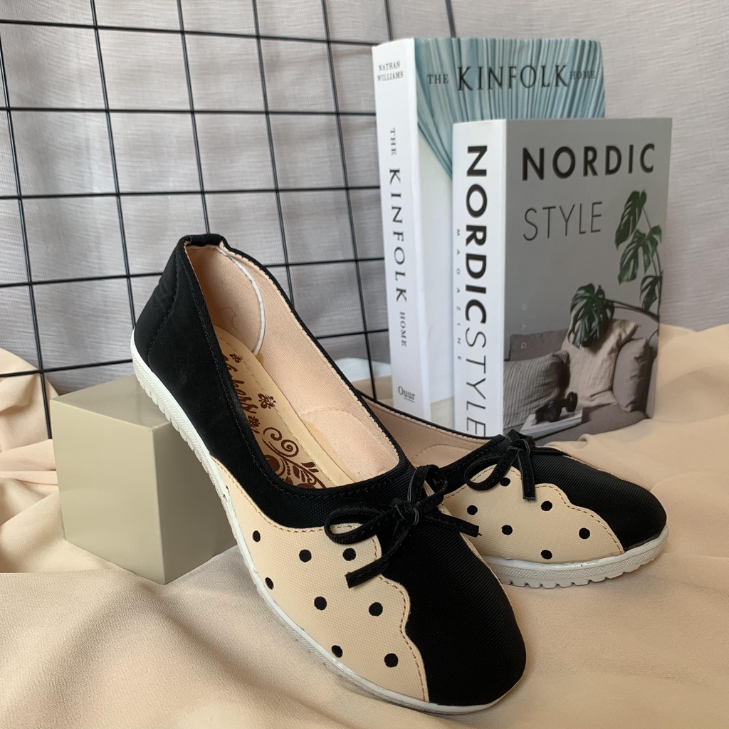 Sepatu wanita flatshoes motif polkadot sepatu wanita terbaru motif NDOLNDOL 7