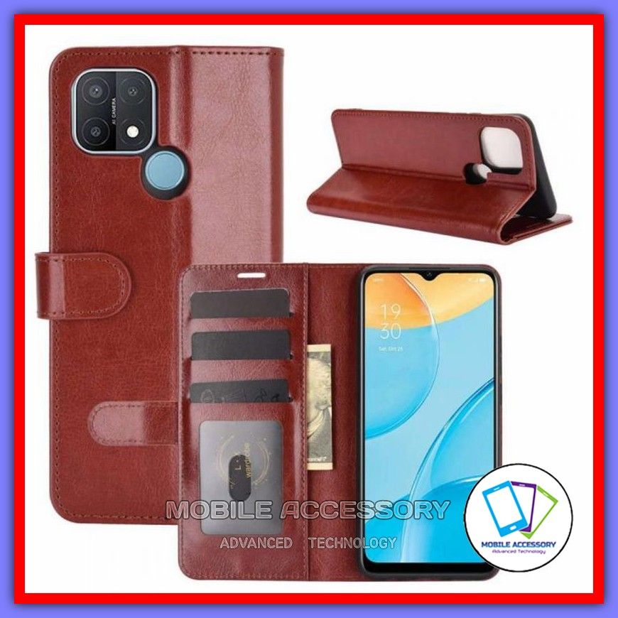 Flip Case Oppo A15S Flip Cover Wallet Dompet Kulit Leather Case Isi Kartu Card Casing Hp Murah