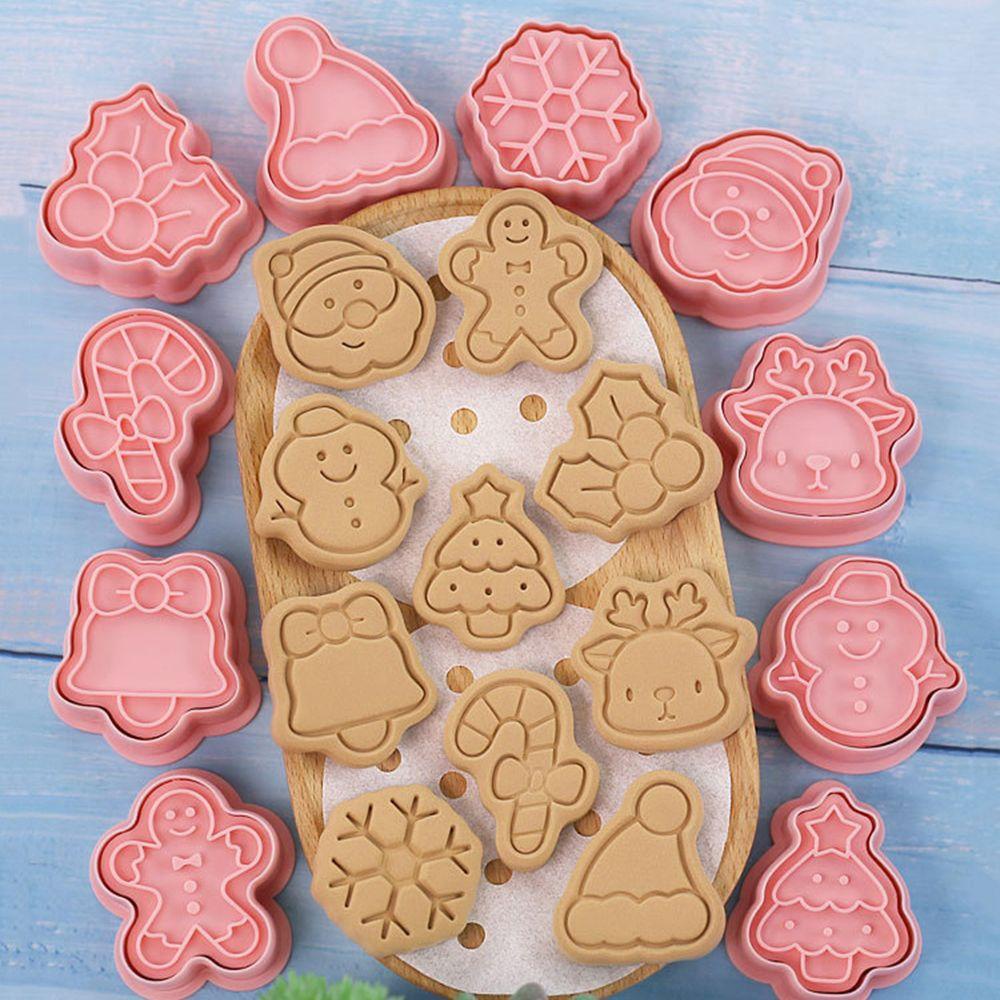 Preva Cookie Cutters Decor Kits 3D Bakeware Tema Natal Kartun Dapat Ditekan Baking Tools