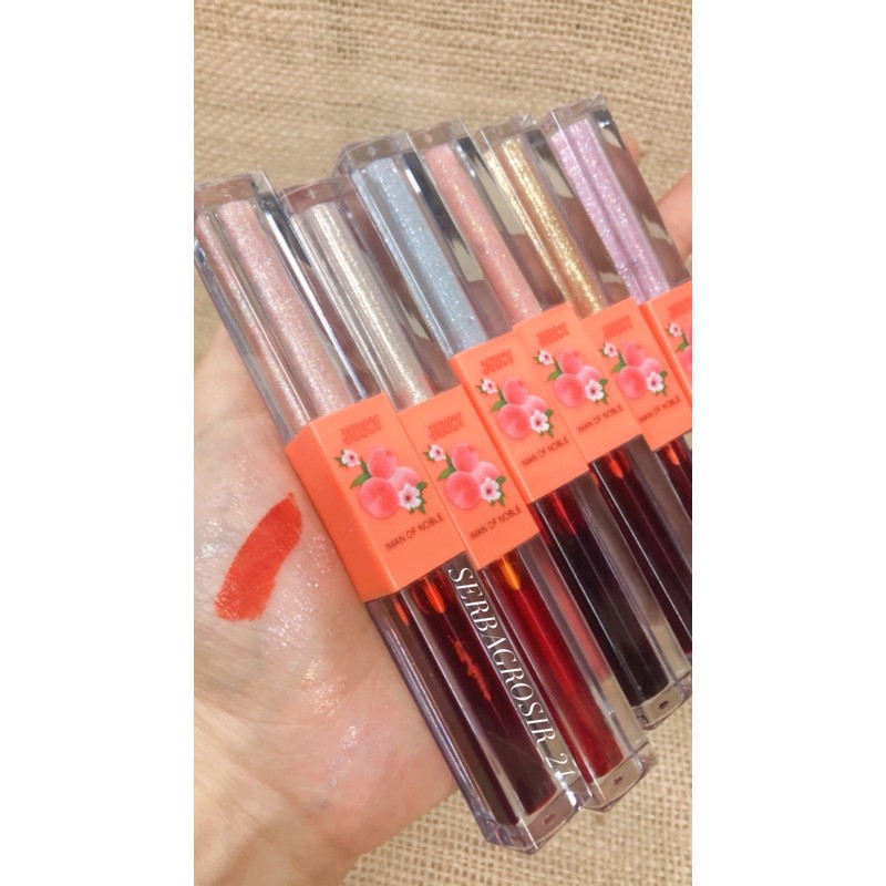 [12PCS] LIPTINT + LIPGLOSS 2in1 IMAN OF NOBLE JUICY PEACH 6166