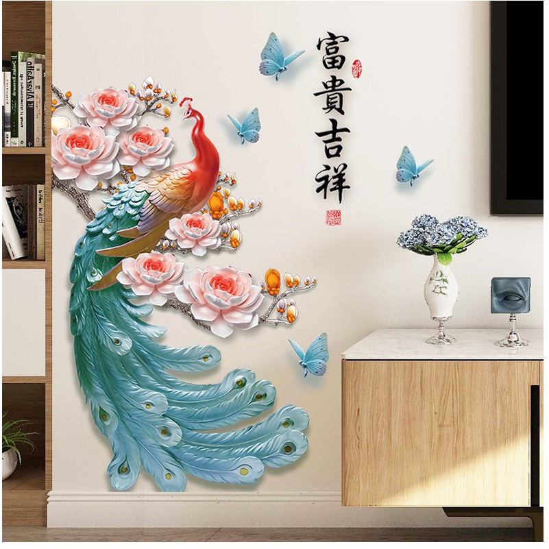 Reliza Wall Sticker Bunga Sakura Burung Red Bird Stiker Dinding LDR