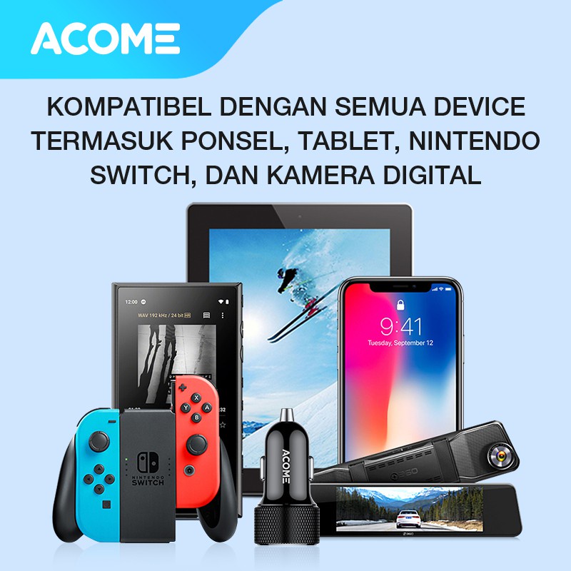 CAR CHARGER Acome ACC03 2 PORT FAST CHARGING 3.4A GARANSI 1 TAHUN