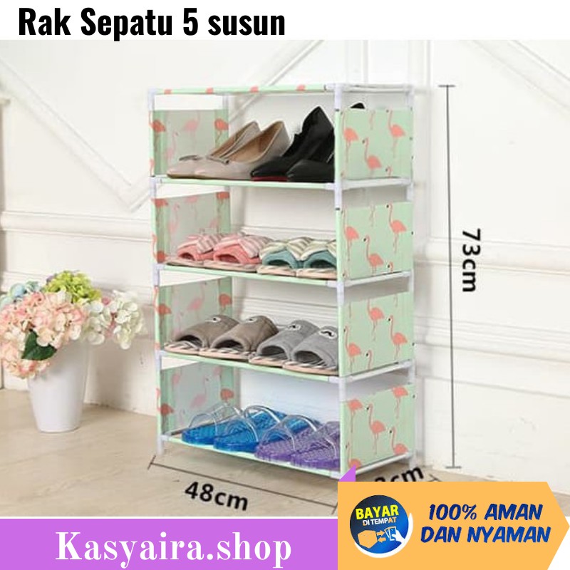 Rak Sepatu Bongkar Pasang Rak sepatu MOTIF dan POLOS 5 SUSUN BestProduct H3H3