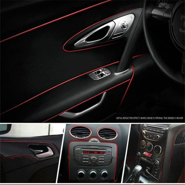 TRIM STRIP Interior Strip Trim Chrome Strip Decoration 5 Meter Interior Mobil Merah Biru Trim Strip