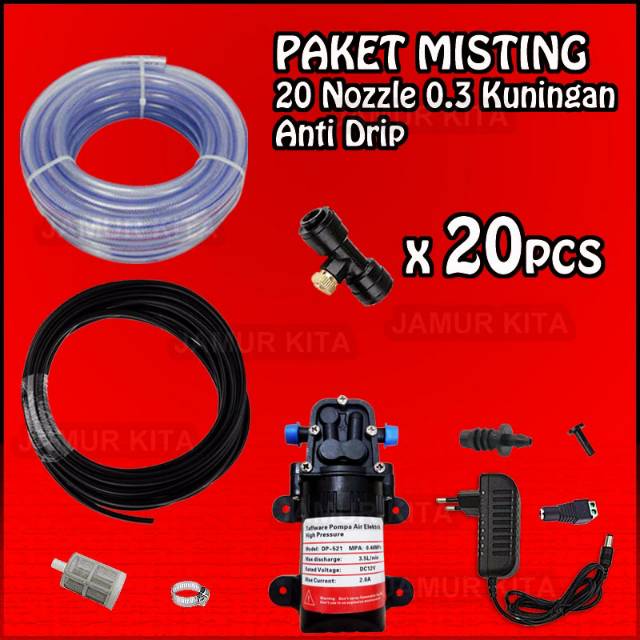 Paket Misting 20 Nozzle Kuningan 0,3