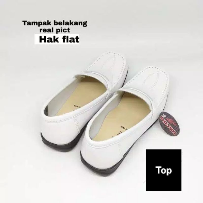 Sepatu Pantofel Putih Wanita Milton 313 Hitam/Putih
