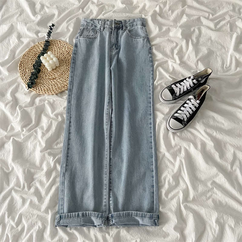 Vintage Klasik Highwaist Straight Loose Celana Jeans Panjang Wanita/Celana Kulot Jeans Kulot