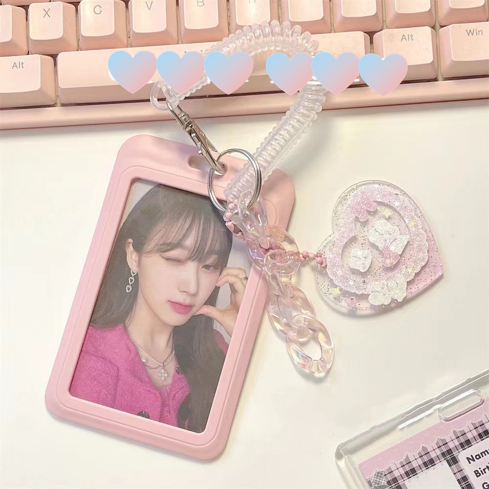 Ins Case Holder Kartu Idol / Foto / Kredit / Bus Anti Air Warna Pink Berkilau