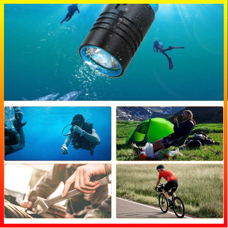 Senter LED Diving Powerfull Flashlight Waterproof L2 3800 Lumens Baterai 26650/18650 (tidak termasuk) Jernih dan Terang Tahan Air IPX8 Untuk Diving TaffLED TR298 - 7RFL2GBK