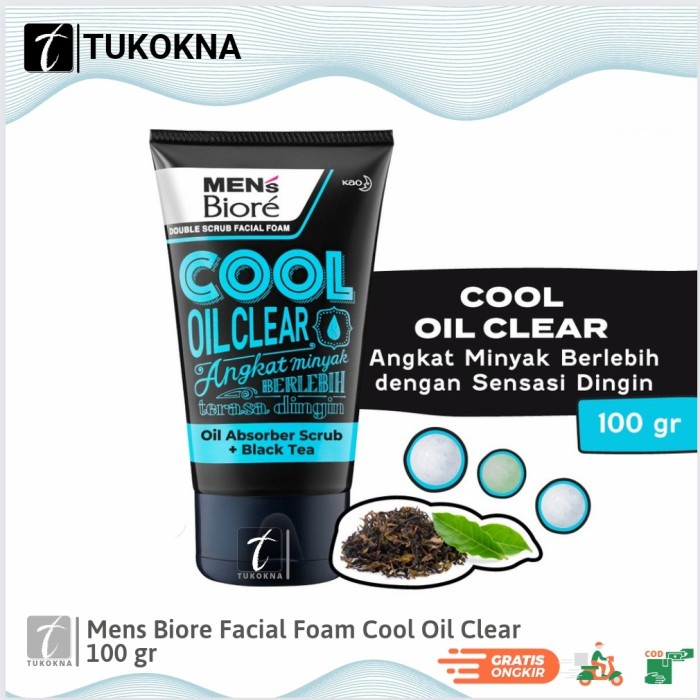 Mens Biore Facial Foam Cool Oil Clear 100gr