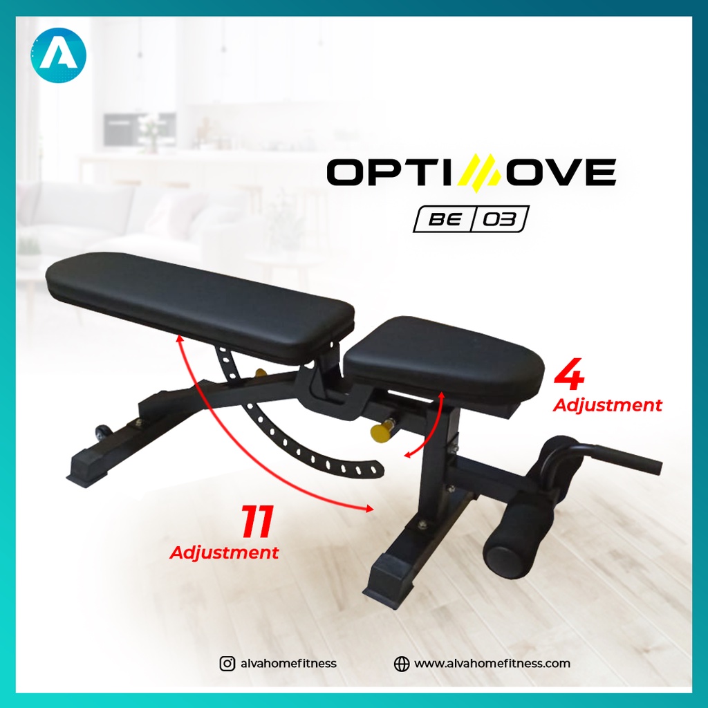 Adjustable Bench Optimove BE-03 Bangku Gym Fitness Bench Press Sit Up