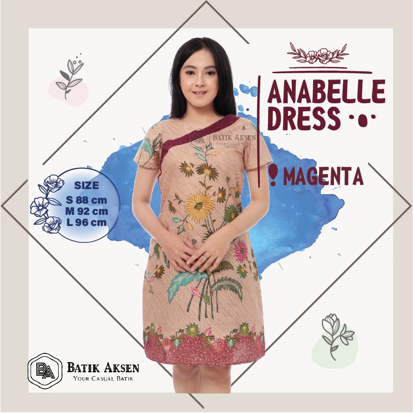 BATIK AKSEN Baju Batik Dress Wanita Formal BATIK AKSEN Baju Batik Dress Wanita Formal