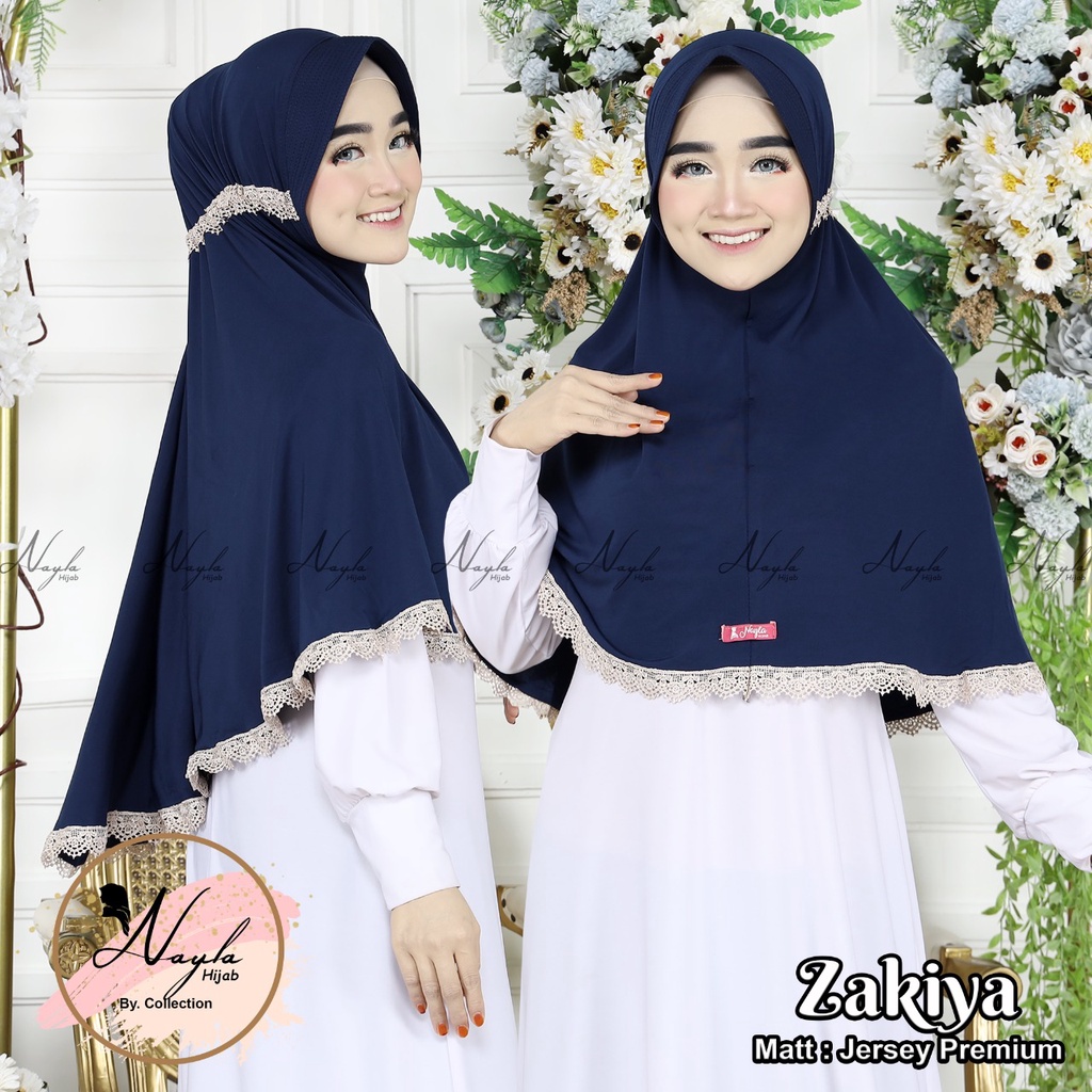 Jilbab Instan Jumbo Serut Zakiya Renda Import Kerudung Instan Jersey Super Premium Nayla Hija'b