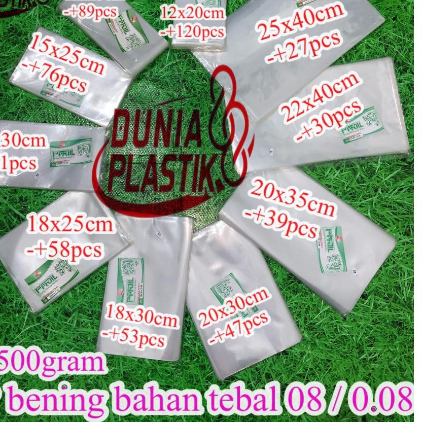 

➧ isi500gr kantong plastik PP BENING bahan TEBAL 08 ketebalan kuat transparan kaku snack kerupuk ciki ♔