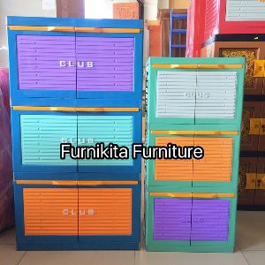BESAR LEMARI PAKAIAN PLASTIK CLUB SUSUN 3